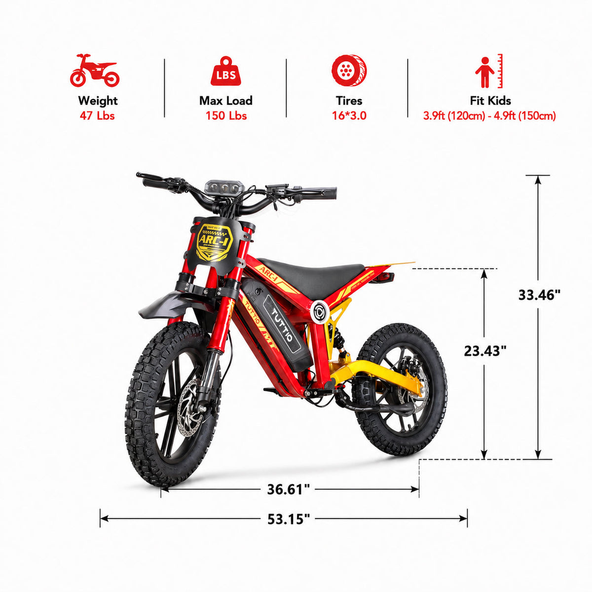 Tuttio ARC-I Kids Electric bike Combo - Ridoza