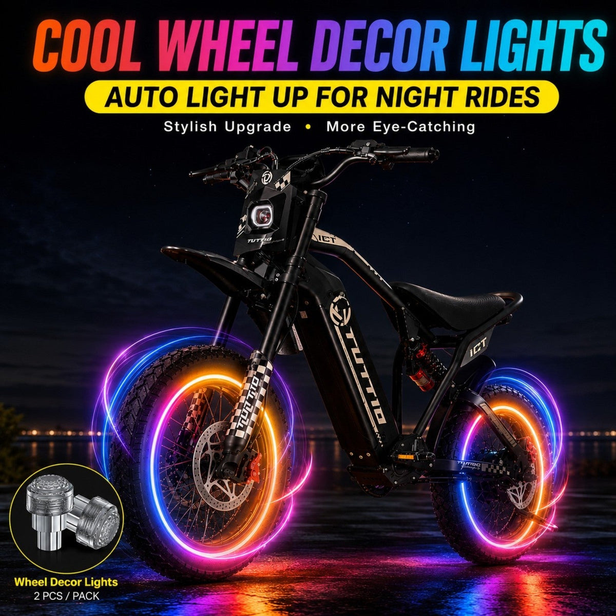 Tuttio ICT 2.0 Electric Bike With Led Flash Tire Cap Light - Ridoza
